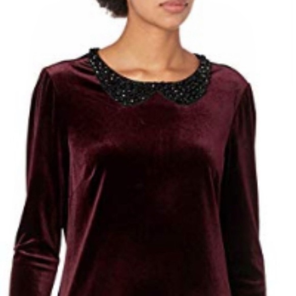 VTG BETSEY JOHNSON Velvet Embellished Peter Pan Collar Dress Size 6 - Picture 6 of 15